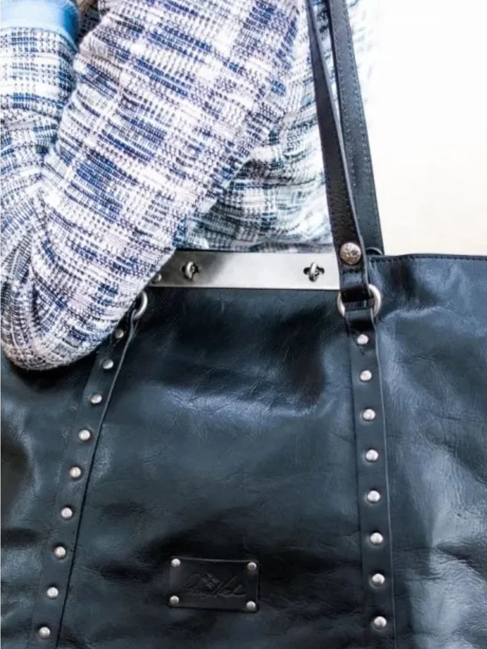 Patrica Nash Black Stud-Trim Leather Tote Bag